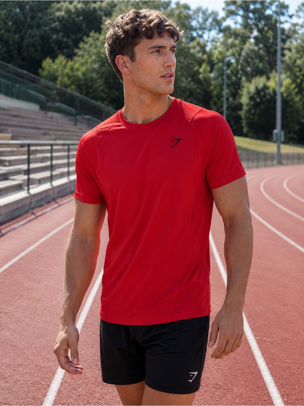 Gymshark Men’s L Red Performance Training T Shirt Mesh Athletic Workout Tee